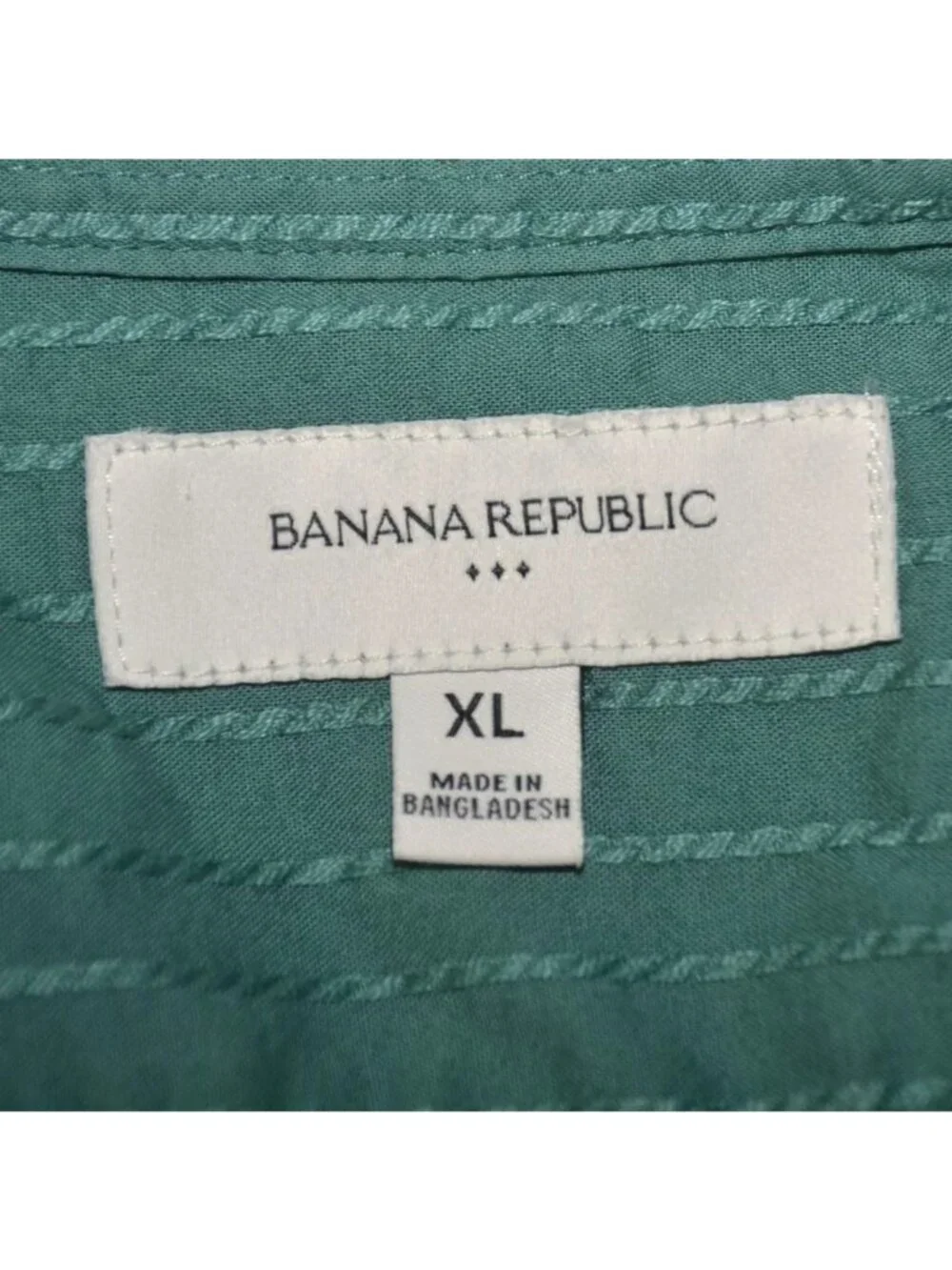 Banana Republic Mens Green Button Up Short Sleeve Striped Shirt Size XL Cotton